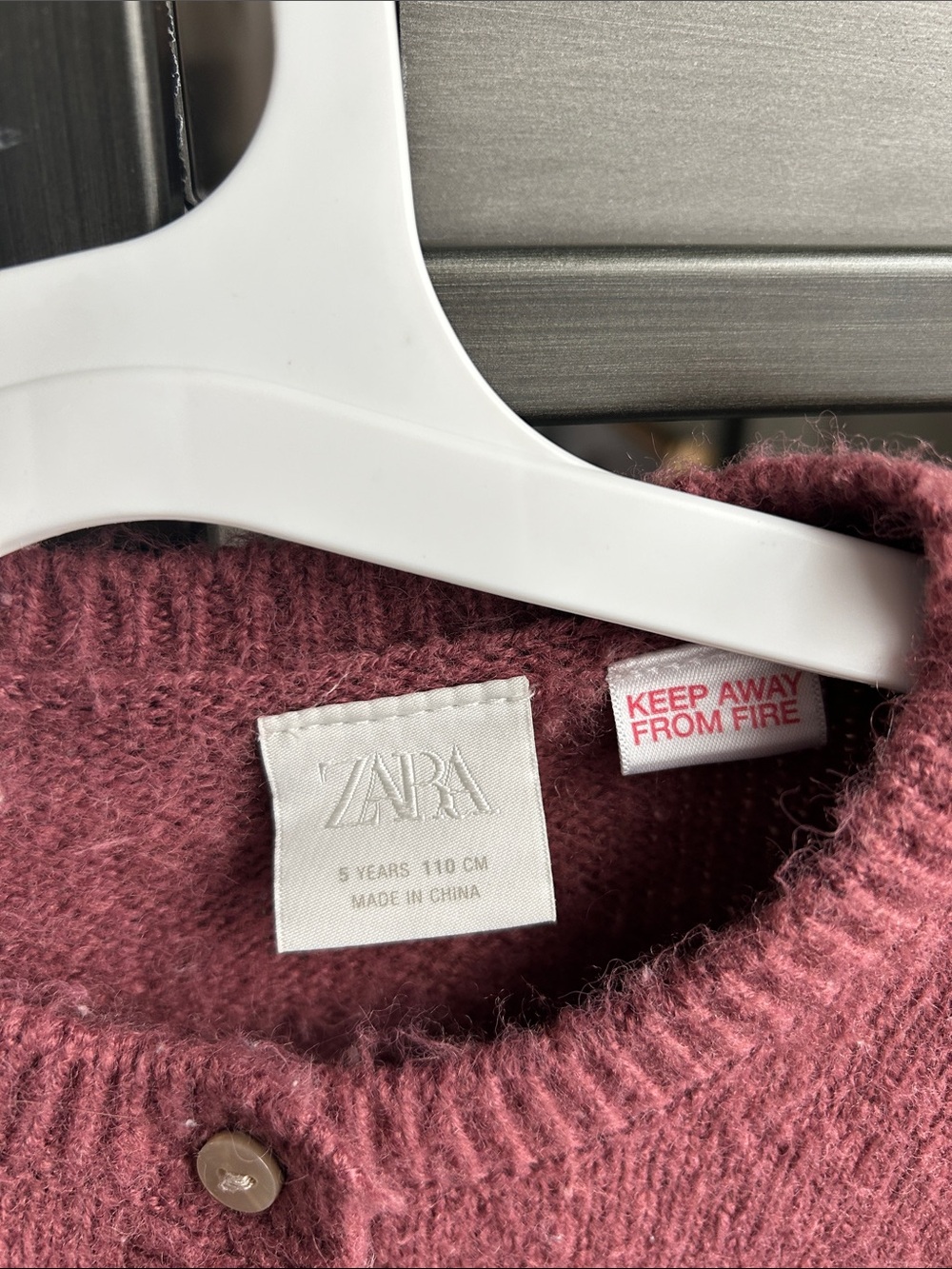 Zara Dusty Rose Ruffle-Trim Button Cardigan - Picture 2 of 3